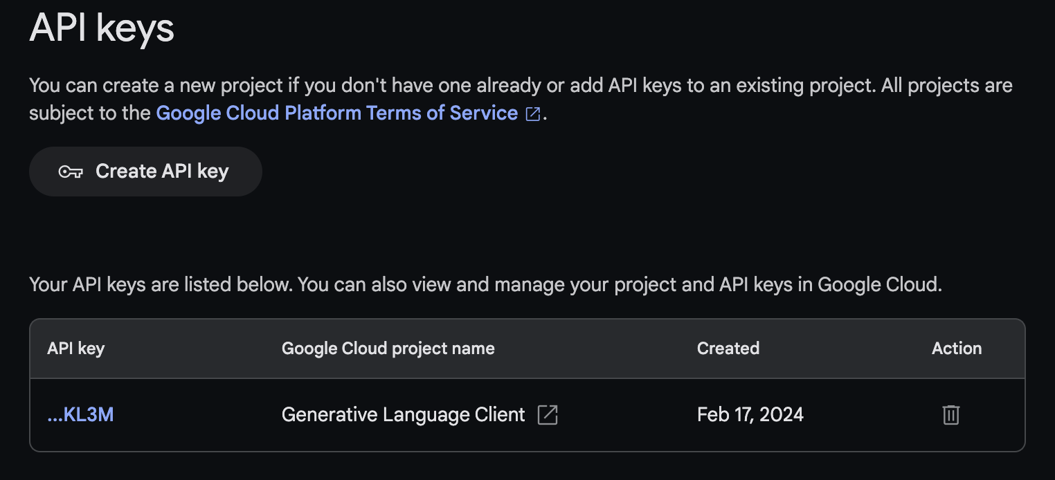 API Keys for me